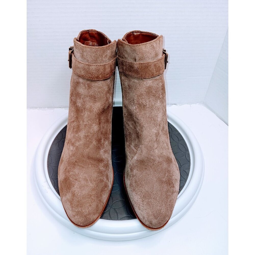 Michael Kors Suede Ankle Boots With Buckle & Zip Closure